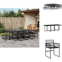 13-tlg. Garten-Essgruppe Schwarz Poly Rattan - Gartengruppe - Gartenmöbelset - Esstisch - Gartenstuhl - Hocker 13-tlg. Garten-Essgruppe Schwarz Poly Rattan - Gartengruppe - Gartenmöbelset - Esstisch - Gartenstuhl - Hocker von VIDAXL