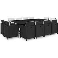 13-tlg. Garten-Essgruppe mit Auflagen Poly Rattan Schwarz Vidaxl von VIDAXL