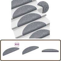 15 Stk. Selbstkl. Treppenmatten Nadelvlies 56x17x3cm Hellgrau - Stufenmatte - Treppenmatte - Treppenschutz - Nadelvlies - Trittsicherheit von VIDAXL