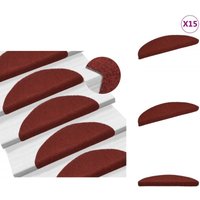 15 Stk. Selbstklebende Treppenmatten Nadelvlies 56x17x3cm Rot - Stufenmatte - Treppenmatte - Treppenschutz - Rutschfeste Matte - Nadelvliesmatte von VIDAXL