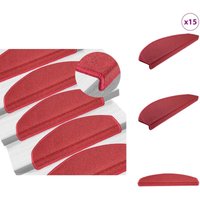 15 Stk. Treppenmatten Bordeauxrot 65 x 24 x 4 cm - Treppenmatten - Treppenläufer - Borduo Rot - Teppich Für Treppen - Trittsicherheit von VIDAXL
