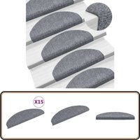 15-tlg Selbstkleb. Treppenmatten Nadelvlies 65x21x4cm Hellgrau - Stufenmatte - Treppenmatte - Treppenschutz - Nadelvlies - Trittsicherheit von VIDAXL