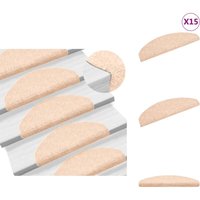 Vidaxl - 15-tlg Selbstklebende Treppenmatten Nadelvlies 65x21x4cm Creme - Treppenmatten - Nadelvlies - Treppenschutz - Trittsicherheit - Stufenmatte von VIDAXL