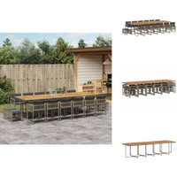 17-tlg. Garten-Essgruppe mit Kissen Grau Poly Rattan - Gartentisch - Gartenmöbel - Essgruppe - Outdoor Möbel - Terrassenmöbel von VIDAXL