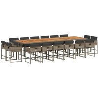 17-tlg. Garten-Essgruppe mit Kissen Grau Poly Rattan Vidaxl von VIDAXL