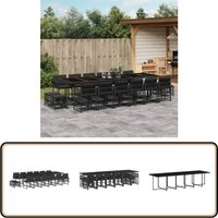 17-tlg. Garten-Essgruppe mit Kissen Schwarz Poly Rattan - Gartentisch - Gartenmöbelset - Esstisch - Outdoor Möbel - PE-Rattan von VIDAXL