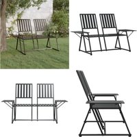Vidaxl - 2-Sitzer-Gartenbank 165 cm Schwarz Stahl - Gartenzitmöbel - Gartenbank - Metall Gartenbank - 2er Gartenbank - Schwarze Gartenbank - Home & von VIDAXL