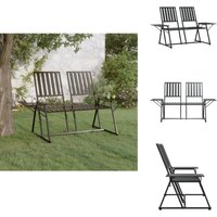 2-Sitzer-Gartenbank 165 cm Schwarz Stahl - Gartenzitmöbel - Gartenbank - Metall Gartenbank - 2er Gartenbank - Schwarze Gartenbank von VIDAXL