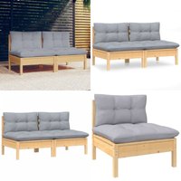 2-Sitzer-Gartensofa mit Grauen Kissen Massivholz Kiefer - Gartensofa - Outdoor Möbel - Balkonmöbel - Lounge Set - Kiefernholz - Home & Living 2-Sitzer-Gartensofa mit Grauen Kissen Massivholz Kiefer - Gartensofa - Outdoor Möbel - Balkonmöbel - Lounge Set - Kiefernholz - Home & Living von VIDAXL