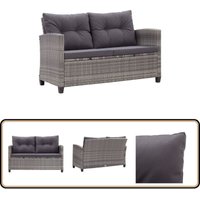 2-Sitzer-Gartensofa mit Kissen Grau 124 cm Poly Rattan - Gartensofa - Outdoor Möbel - Sitzgruppe - Rattan Gartenmöbel - Gartenlounge von VIDAXL