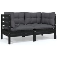 2-Sitzer-Gartensofa mit Kissen Schwarz Massivholz Kiefer Vidaxl 2-Sitzer-Gartensofa mit Kissen Schwarz Massivholz Kiefer Vidaxl von VIDAXL