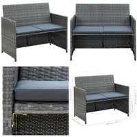 2-Sitzer-Gartensofa mit Polstern Grau Poly Rattan - Gartensofa - Outdoor Möbel - Balkonmöbel - Rattan Gartenmöbel - Polyrattan Sofa - Home & Living von VIDAXL