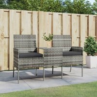 2-Sitzer-Gartensofa mit Teetisch Poly Rattan Anthrazit - Vidaxl von VIDAXL