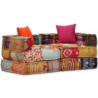 2-Sitzer Modularer Pouf Patchwork Stoff vidaXL von VIDAXL