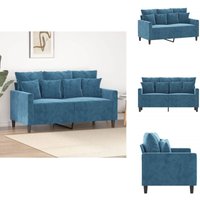 2-Sitzer-Sofa Blau 120 cm Samt - Samtsofa - Couch Blau - Wohnzimmersofa - 2-Sitzer Sofa - Modernes Sofa von VIDAXL