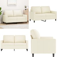 2-Sitzer-Sofa Creme 120 cm Samt - Samtsofa - Wohnzimmersofa - 2er Sofa - Creme Sofa - Modernes Sofa - Home & Living von VIDAXL