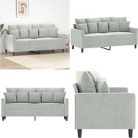 2-Sitzer-Sofa Hellgrau 140 cm Samt - Samtsofa - Wohnlandschaft - 2er Sofa - Grau Sofa - Modernes Sofa - Home & Living von VIDAXL