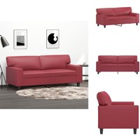 2-Sitzer-Sofa Weinrot 140 cm Kunstleder - 2-Sitzer Sofa - Weinrot Sofa - Leder Sofa - Wohnzimmersofa - Lounge Sofa von VIDAXL