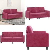 2-Sitzer-Sofa Weinrot 140 cm Samt - Samtsofa - Wohnzimmersofa - 2er Sofa - Couch - Sessel - Home & Living von VIDAXL