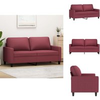2-Sitzer-Sofa Weinrot 140 cm Stoff - Couch - 2-Sitzer Sofa - Wohnzimmersofa - Weinrot Sofa - Lederlook Sofa von VIDAXL