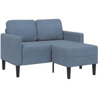 2-Sitzer-Sofa mit Chaiselongue L-Form Blau 125 cm Leinen Vidaxl von VIDAXL
