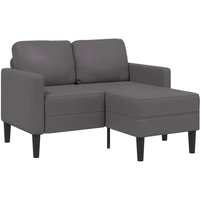2-Sitzer-Sofa mit Chaiselongue L-Form Grau 125 cm Kunstleder Vidaxl von VIDAXL