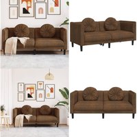 Vidaxl - 2-Sitzer Sofa mit Kissen Braun Kunstleder Wildleder-Optik - 2-Sitzer Sofa - Wohnlandschaft - Lederlook - Braun - Gemütlich - Home & Living von VIDAXL
