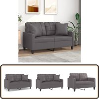 2-Sitzer-Sofa mit Zierkissen Grau 120 cm Kunstleder - 2-Sitzer-Sofa - Couch - Wohnzimmersofa - Ledercouch - Graues Sofa 2-Sitzer-Sofa mit Zierkissen Grau 120 cm Kunstleder - 2-Sitzer-Sofa - Couch - Wohnzimmersofa - Ledercouch - Graues Sofa von VIDAXL
