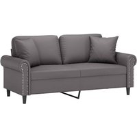 2-Sitzer-Sofa mit Zierkissen Grau 140 cm Kunstleder Vidaxl von VIDAXL
