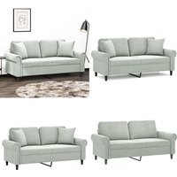 2-Sitzer-Sofa mit Zierkissen Hellgrau 140 cm Samt - Samtsofa - Wohnlandschaft - 2er Sofa - Grau Sofa - Gemütliches Sofa - Home & Living von VIDAXL