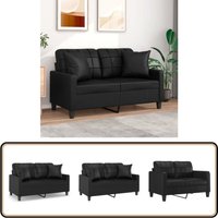 2-Sitzer-Sofa mit Zierkissen Schwarz 120 cm Kunstleder - 2-Sitzer Sofa - Schwarzes Sofa - Leder Sofa - Wohnzimmersofa - Lounge Sofa von VIDAXL