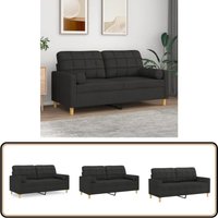 Vidaxl - 2-Sitzer-Sofa mit Zierkissen Schwarz 140 cm Stoff - 2-Sitzer-Sofa - Schwarzes Sofa - Wohnzimmersofa - Gemütliches Sofa - Schaumstoff Sofa Vidaxl - 2-Sitzer-Sofa mit Zierkissen Schwarz 140 cm Stoff - 2-Sitzer-Sofa - Schwarzes Sofa - Wohnzimmersofa - Gemütliches Sofa - Schaumstoff Sofa von VIDAXL
