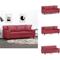 2-Sitzer-Sofa mit Zierkissen Weinrot 140 cm Kunstleder - 2-Sitzer-Sofa - Couch - Wohnzimmersofa - Ledercouch - Weinrot 2-Sitzer-Sofa mit Zierkissen Weinrot 140 cm Kunstleder - 2-Sitzer-Sofa - Couch - Wohnzimmersofa - Ledercouch - Weinrot von VIDAXL