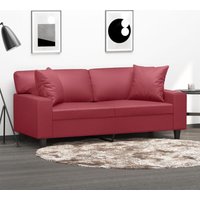 2-Sitzer-Sofa mit Zierkissen Weinrot 140 cm Kunstleder Vidaxl von VIDAXL