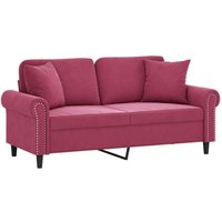 2-Sitzer-Sofa mit Zierkissen Weinrot 140 cm Samt Vidaxl von VIDAXL