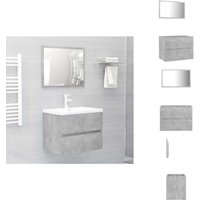 Vidaxl - 2-tlg. Badmöbel-Set Betongrau Holzwerkstoff - Badmöbel Set - Badezimmermöbel - Spiegelschrank - Unterschrank - Betongrau von VIDAXL