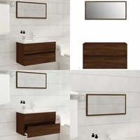 2-tlg. Badmöbel-Set Braun Eichen-Optik Holzwerkstoff - Badmöbel Set - Holzwerkstoff - Eichen Optik - Waschbeckenunterschrank - Spiegelschrank - Home 2-tlg. Badmöbel-Set Braun Eichen-Optik Holzwerkstoff - Badmöbel Set - Holzwerkstoff - Eichen Optik - Waschbeckenunterschrank - Spiegelschrank - Home von VIDAXL