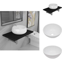 2-tlg. Badmöbel-Set Keramik Schwarz - Badmöbel-Set - Badmöbel-Sets - Badezimmer Möbel Set - Wandregal Für Badezimmer 2-tlg. Badmöbel-Set Keramik Schwarz - Badmöbel-Set - Badmöbel-Sets - Badezimmer Möbel Set - Wandregal Für Badezimmer von VIDAXL