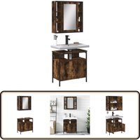 2-tlg. Badmöbel-Set Räuchereiche Holzwerkstoff - Badezimmermöbel - Badmöbel-Set - Holzwerkstoff - Rauchfarbe - Spiegelschrank 2-tlg. Badmöbel-Set Räuchereiche Holzwerkstoff - Badezimmermöbel - Badmöbel-Set - Holzwerkstoff - Rauchfarbe - Spiegelschrank von VIDAXL