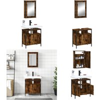 Vidaxl - 2-tlg. Badmöbel-Set Räuchereiche Holzwerkstoff - Badezimmermöbel - Badmöbel-Set - Holzwerkstoff - Spiegelschrank - Waschtisch - Home & Living von VIDAXL