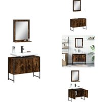 Vidaxl - 2-tlg. Badmöbel-Set Räuchereiche Holzwerkstoff - Badmöbel - Badschrank - Waschtischunterschrank - Badezimmermöbel - Spiegelschrank von VIDAXL