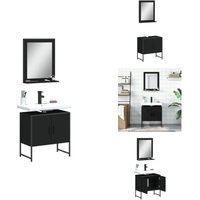 Vidaxl - 2-tlg. Badmöbel-Set Schwarz Holzwerkstoff - Badezimmermöbel - Badschrank - Spiegelschrank - Holzwerkstoff - Schwarzes Badmöbel von VIDAXL
