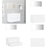2-tlg. Badmöbel-Set Weiß Holzwerkstoff - Badmöbel Set - Badezimmermöbel - Spiegelschrank - Waschtischschrank - Weißes Badmöbel - Home & Living 2-tlg. Badmöbel-Set Weiß Holzwerkstoff - Badmöbel Set - Badezimmermöbel - Spiegelschrank - Waschtischschrank - Weißes Badmöbel - Home & Living von VIDAXL