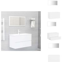 2-tlg. Badmöbel-Set Weiß Holzwerkstoff - Badmöbel Set - Badezimmermöbel - Spiegelschrank - Waschtischschrank - Weißes Badmöbel von VIDAXL
