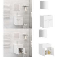 2-tlg. Badmöbel-Set Weiß Holzwerkstoff - Badmöbel Set - Holzwerkstoff Badschrank - Spiegelschrank - Badezimmermöbel - Weißes Badmöbel - Home & Living von VIDAXL