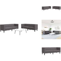 2-tlg. Chesterfield-Sofa-Set Grau Kunstleder - Chesterfield-Sofa - Chesterfield-Sofas - Chesterfield Couch - Chesterfield Sessel von VIDAXL