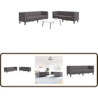 2-tlg. Chesterfield-Sofa-Set Grau Kunstleder - Vidaxl 2-tlg. Chesterfield-Sofa-Set Grau Kunstleder - Vidaxl von VIDAXL