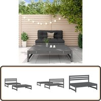 2-tlg. Garten-Lounge-Set Grau Massivholz Kiefer - Gartenmöbel - Loungesessel - Gartenloungeset - Holzmöbel - Kiefernholz von VIDAXL
