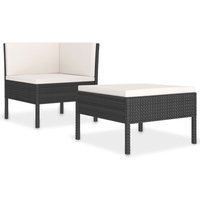 2-tlg. Garten-Lounge-Set mit Auflagen Poly Rattan Schwarz Vidaxl 2-tlg. Garten-Lounge-Set mit Auflagen Poly Rattan Schwarz Vidaxl von VIDAXL