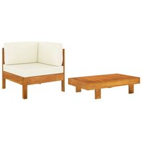 2-tlg. Garten-Lounge-Set mit Cremeweißen Kissen Akazienholz Vidaxl von VIDAXL